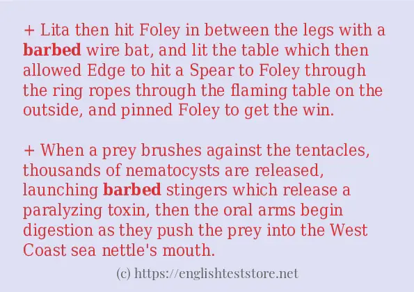 barbed use in sentences