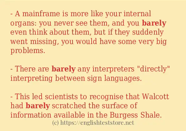 barely - example sentences