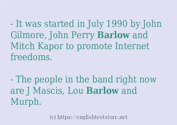 barlow some example sentences