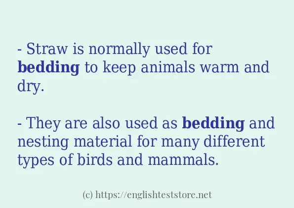 bedding in sentences?