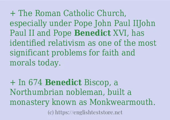 benedict some example sentences