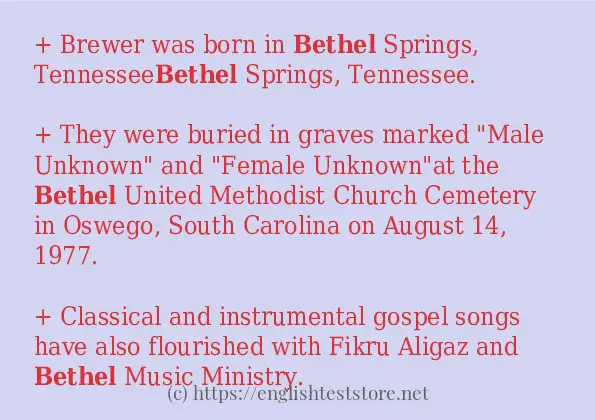 bethel in sentences?