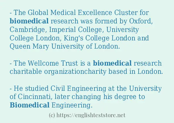 biomedical in sentences?