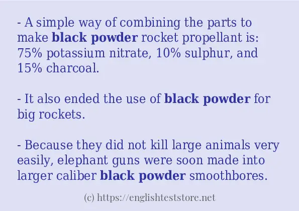 black powder example in sentences