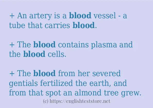 blood example in sentences