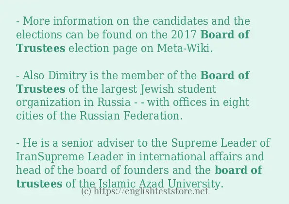 board of trustees in sentences?