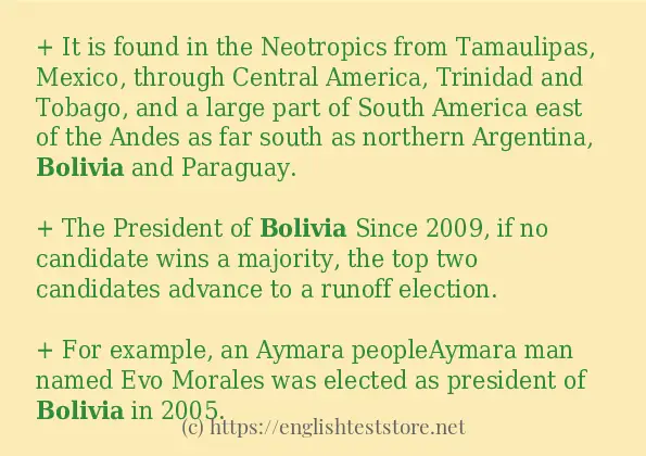 bolivia in sentences?