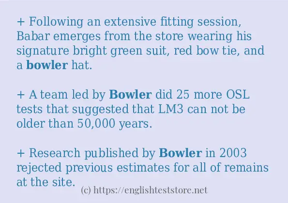 bowler in sentences?