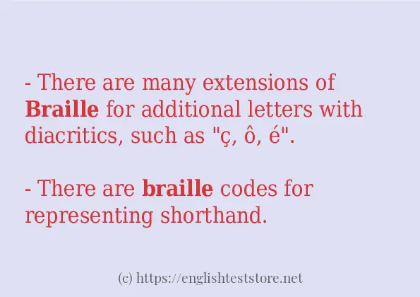 braille how to use in sentences