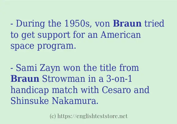 braun some example sentences