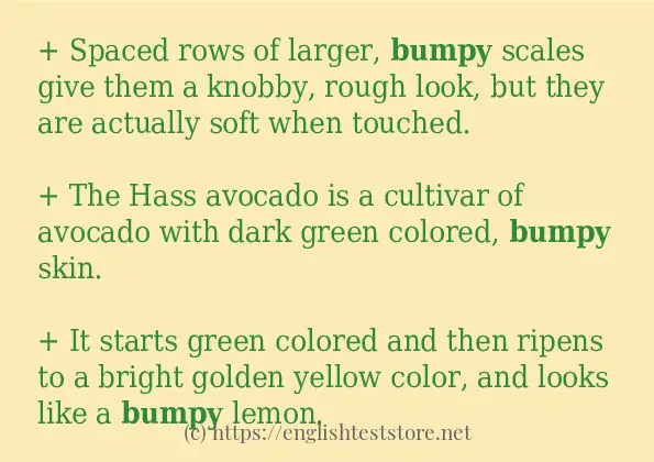 bumpy some example sentences