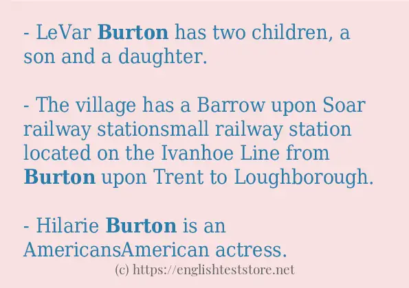 burton in sentences?