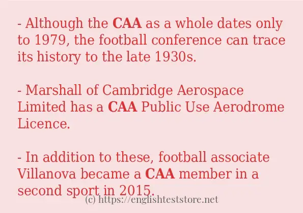 caa example in sentences