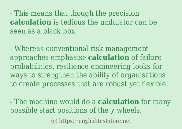 calculation how to use in sentences