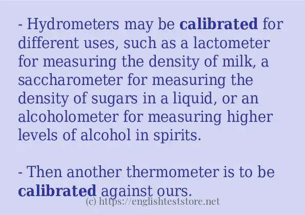 calibrated some example sentences