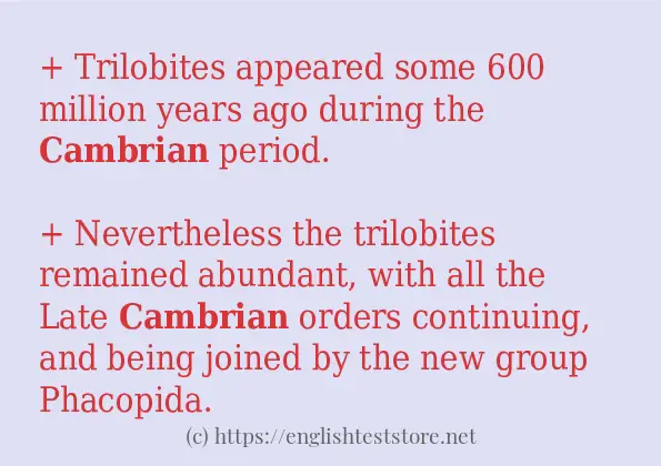 cambrian use in sentences