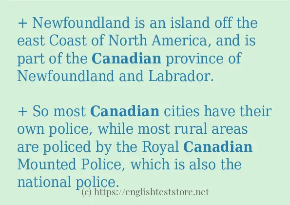 canadian in sentences?