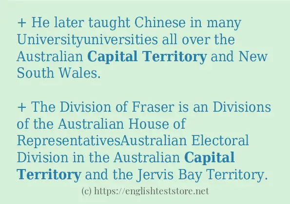 capital territory in-sentences