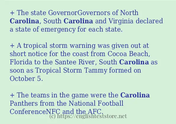 carolina in sentences?