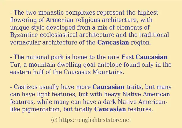 caucasian use in sentences