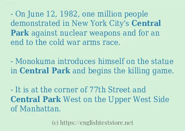 central park how to use in sentences