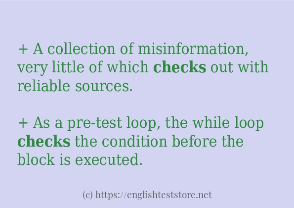 checks - some sentence examples