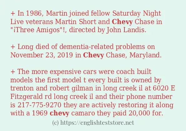 chevy in-sentences