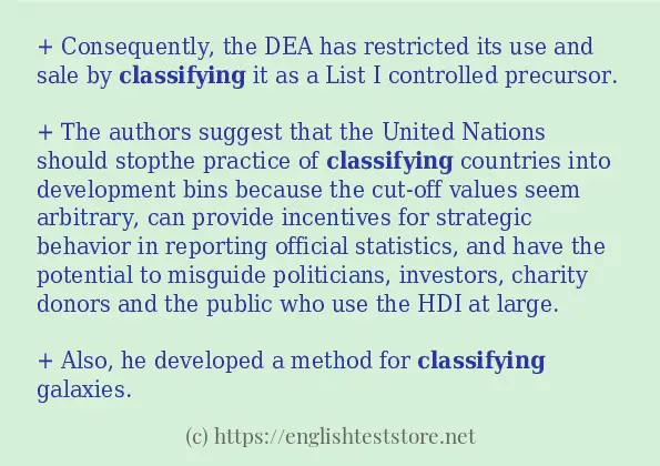 classifying - example sentences