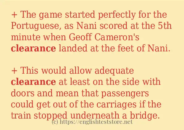 clearance some example sentences