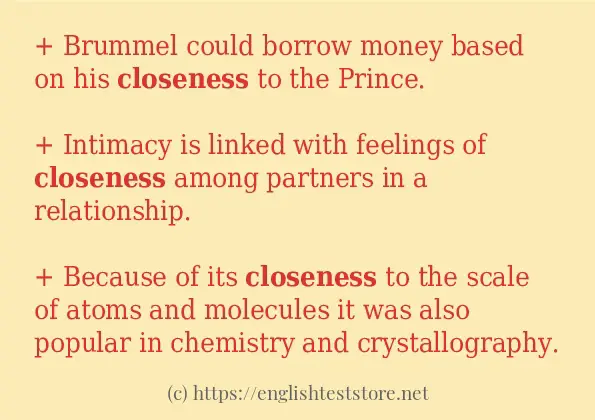 closeness some example sentences