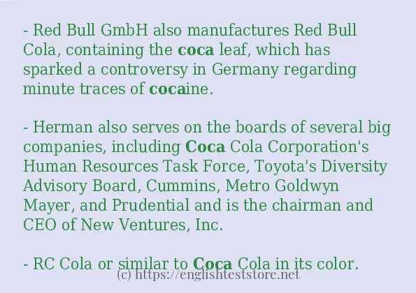 coca how to use in sentences