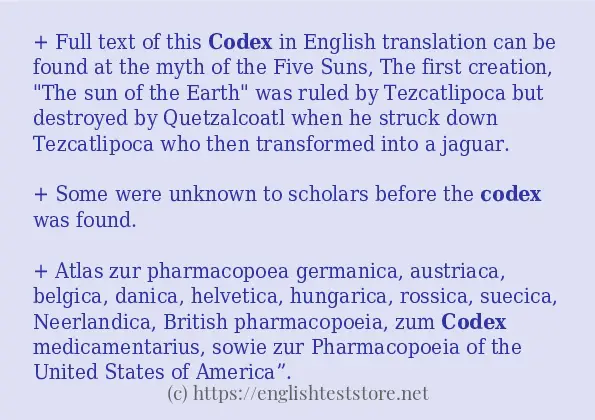 codex - sentence examples