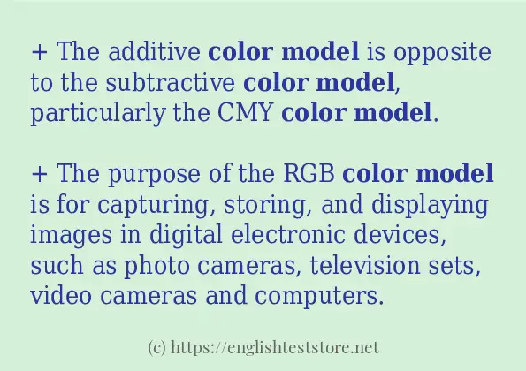 color model some example sentences