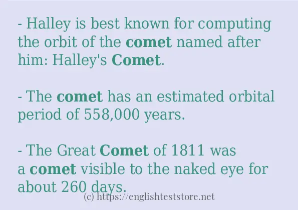 comet - sentence examples