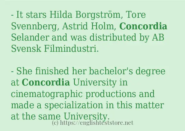 concordia - some sentence examples