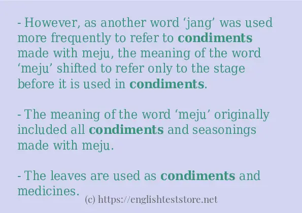 condiments example in sentences