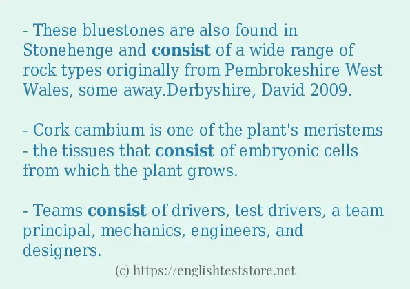 consist how to use in sentences
