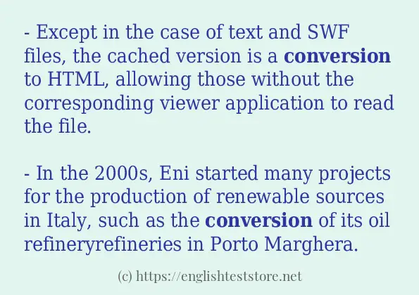 conversion example in sentences