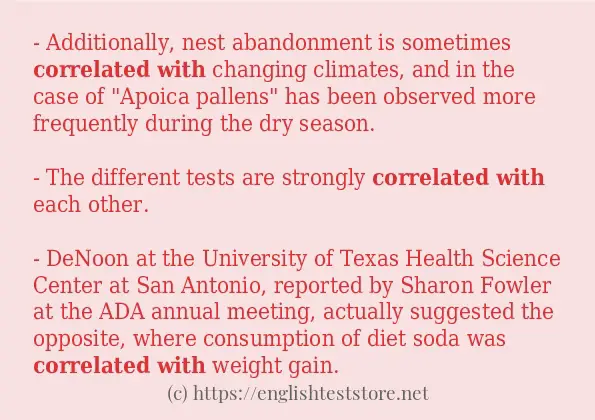 correlated with in sentences?