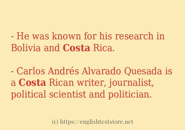 costa use in-sentences