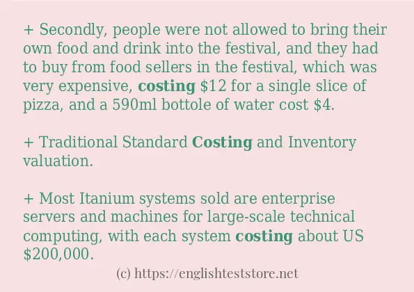 costing use in sentences