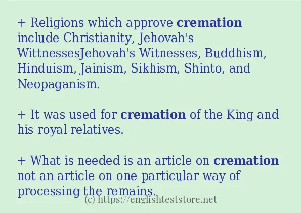 cremation in-sentences