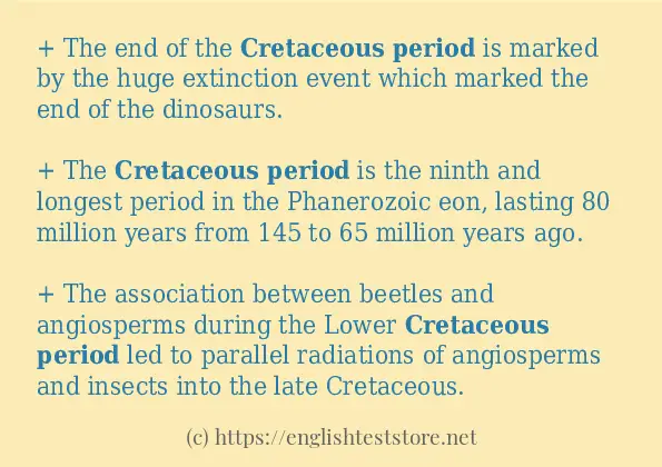 cretaceous period example in sentences