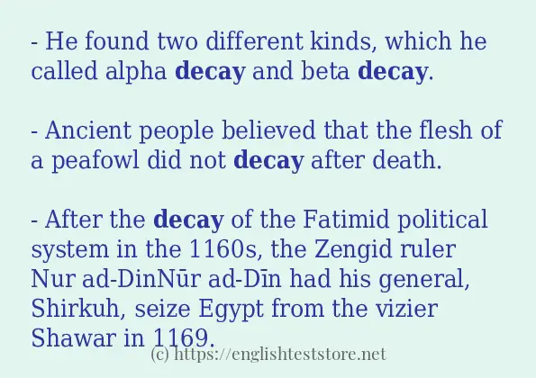 decay use in-sentences