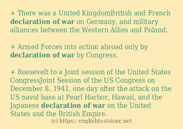 declaration of war use in-sentences