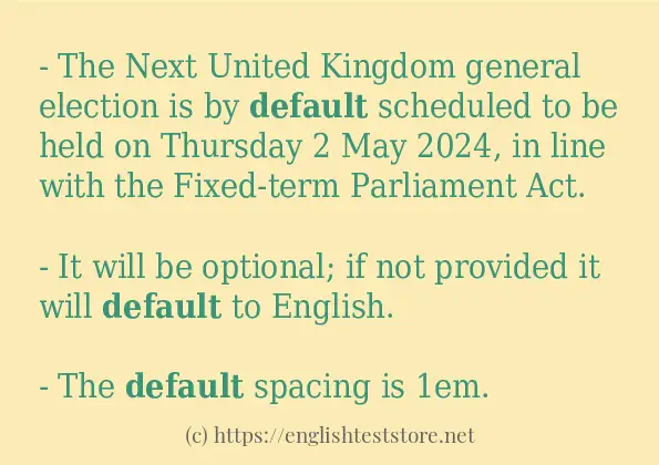 default meaning in english with example