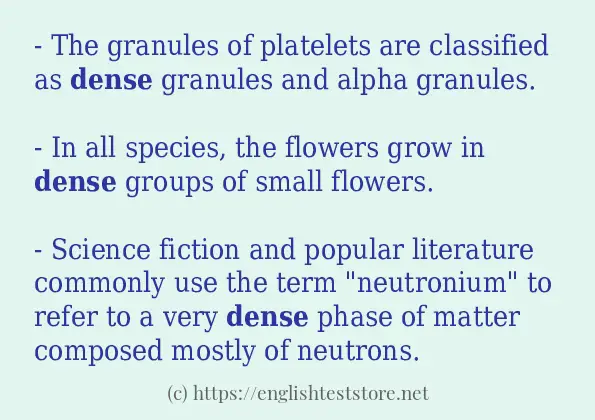 dense - some sentence examples