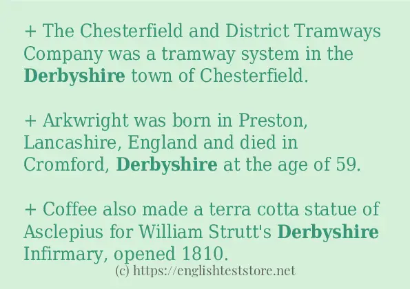 derbyshire example in sentences