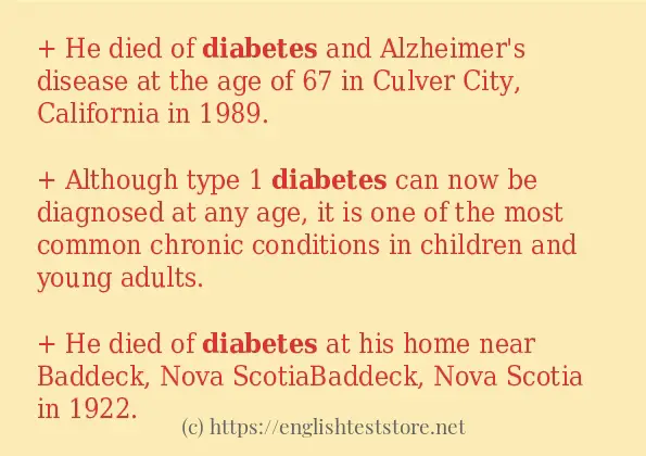 diabetes example in sentences