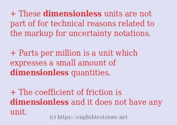 dimensionless - some sentence examples